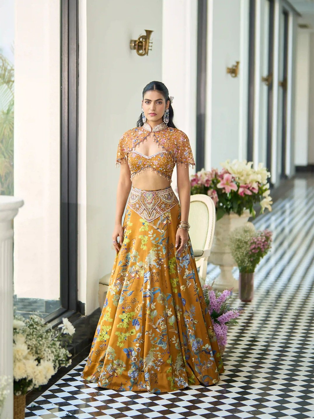 Lehenga with blouse and cape